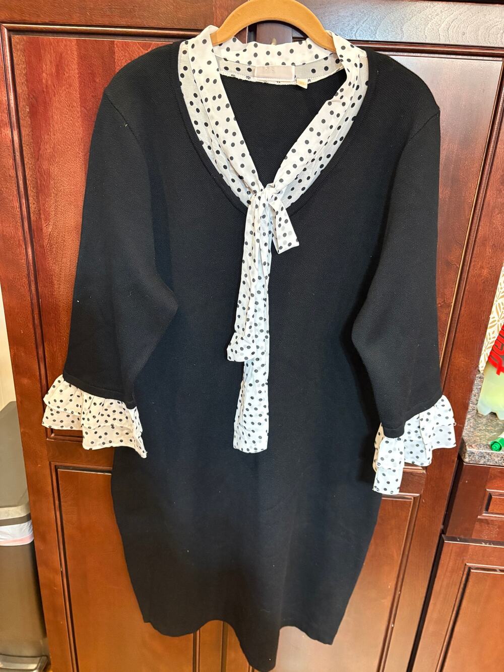 Hailey Lyn Black Knit Sheath Dress with Bell Sleeves Size XL